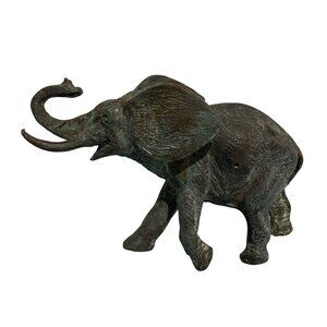 Vintage Cast Metal Elephant Figurine Sculpture
